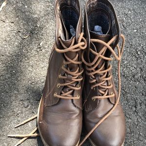 Brown combat boots